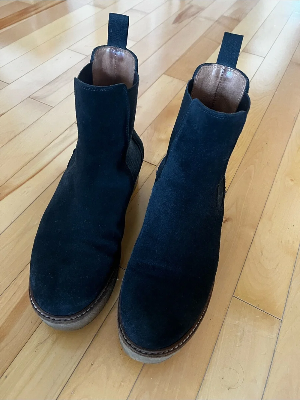 Women’s Black Suede Chelsea Boots with Crepe Sole - Picture 2 of 5